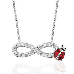 Silver Infinity Ladybug Necklace for Women