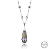 Swarovski Crystal Stone Amethyst Ball Chain Silver Women's Necklace