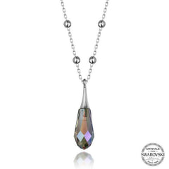 Swarovski Crystal Stone Amethyst Ball Chain Silver Women's Necklace