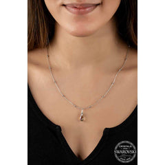 Swarovski Crystal Stone Amethyst Ball Chain Silver Women's Necklace