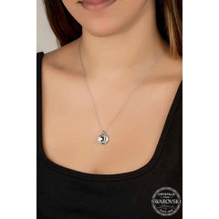 Swarovski Crystal Stone Framed Silver Women's Necklace