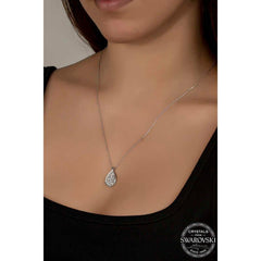 Swarovski Crystal Stone Drop Silver Women's Necklace