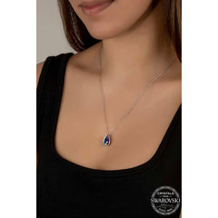 Swarovski Crystal Stone Drop Silver Women's Necklace