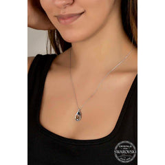 Swarovski Crystal Stone Drop Silver Women's Necklace