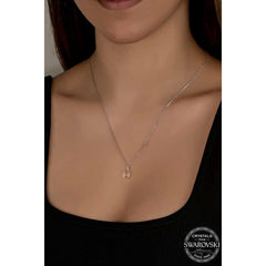 Swarovski Crystal Stone Drop Cut Silver Women's Necklace