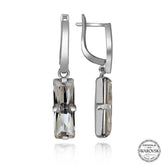Swarovski Crystal Stone Silver White Baguette Dangle Women's Earrings
