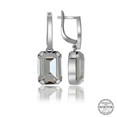 Swarovski Crystal Stone Silver White Baguette Dangle Women's Earrings