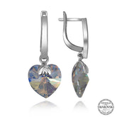 Swarovski Crystal Stone Silver White Heart Dangle Women's Earrings