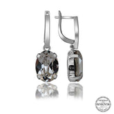 Swarovski Crystal Stone Silver White Oval Dangle Women's Earrings