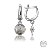 Swarovski Crystal Stone Silver White Dangle Women's Earrings