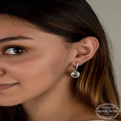 Swarovski Crystal Stone Silver White Dangle Women's Earrings
