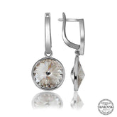 Swarovski Crystal Stone Silver White Dangle Women's Earrings