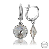 Swarovski Crystal Stone Silver White Dangle Women's Earrings