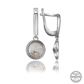 Swarovski Crystal Stone Silver White Dangle Women's Earrings