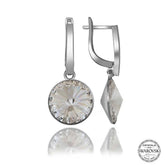 Swarovski Crystal Stone Silver White Dangle Women's Earrings