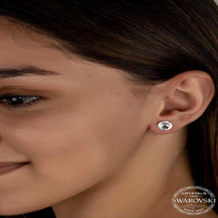 Swarovski Crystal Stone Silver Studded Women's Earrings