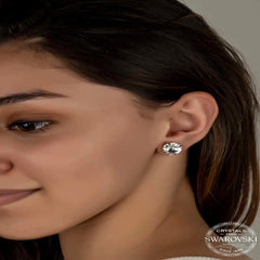 Swarovski Crystal Taşlı Gümüş Çivili Kadın Küpe