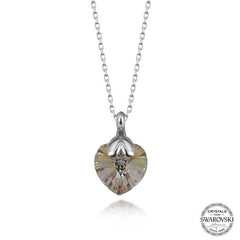 Swarovski Crystal Stone Silver Heart Women's Necklace