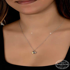 Swarovski Crystal Stone Silver Heart Women's Necklace