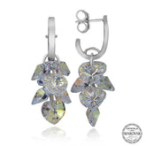 Swarovski Crystal Stone Silver Heart Pendant Dangle Stud Women's Earrings
