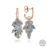 Swarovski Crystal Stone Silver Heart Pendant Dangle Stud Women's Earrings