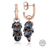 Swarovski Crystal Stone Silver Cluster Dangle Stud Women's Earrings