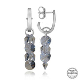 Swarovski Crystal Stone Silver Cluster Dangle Stud Women's Earrings