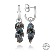 Swarovski Crystal Stone Silver Cluster Dangle Stud Women's Earrings
