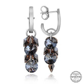 Swarovski Crystal Stone Silver Cluster Dangle Stud Women's Earrings