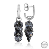 Swarovski Crystal Stone Silver Cluster Dangle Stud Women's Earrings