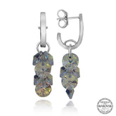 Swarovski Crystal Stone Silver Cluster Dangle Stud Women's Earrings