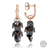 Swarovski Crystal Stone Silver Cluster Dangle Women's Earrings
