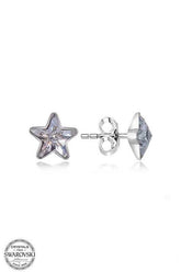 Swarovski Crystal Stone Silver Star Stud Women's Earrings