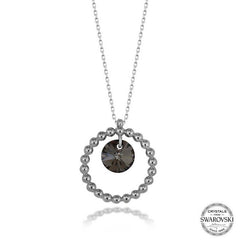 Swarovski Crystal Stone Hoop Silver Women's Necklace