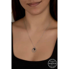 Swarovski Crystal Stone Hoop Silver Women's Necklace