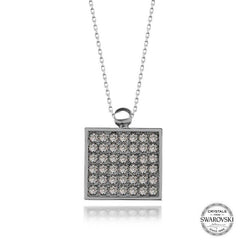 Swarovski Crystal Stone Square Silver Women's Necklace