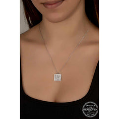 Swarovski Crystal Stone Square Silver Women's Necklace