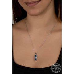 Swarovski Crystal Stone Blue Baguette Silver Women's Necklace