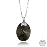 Swarovski Crystal Stone Oval Silver Women's Necklace