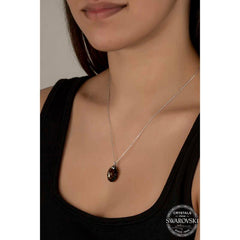 Swarovski Crystal Stone Oval Silver Women's Necklace
