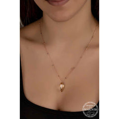 Crystal Taşlı Rose Top Zincir Gümüş Kadın Kolye