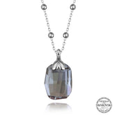 Swarovski Crystal Stone Ball Chain Baguette Silver Women's Necklace