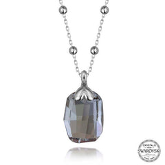 Swarovski Crystal Stone Ball Chain Baguette Silver Women's Necklace