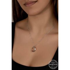 Swarovski Crystal Stone Ball Chain Baguette Silver Women's Necklace