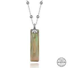 Swarovski Crystal Stone Ball Chain Baguette Silver Women's Necklace