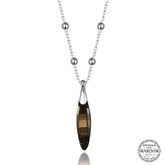Swarovski Crystal Stone Ball Chain Bar Silver Women's Necklace