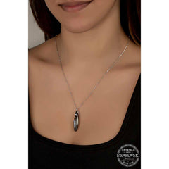 Swarovski Crystal Stone Ball Chain Bar Silver Women's Necklace