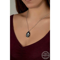 Collier pour femme en argent avec chaîne à billes en cristal