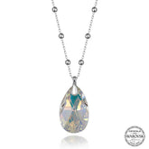 Swarovski Crystal Stone Ball Chain Drop Silver Women's Necklace