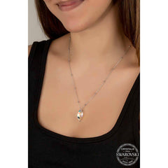 Crystal Taşlı Top Zincir Gümüş Kadın Kolye